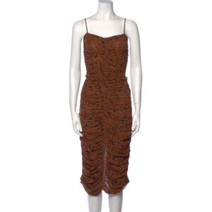 Leopard Print Ruched Brown Dress
